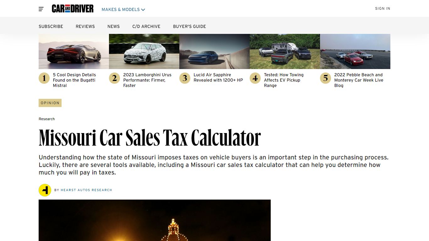 Missouri Car Sales Tax Calculator - Car and Driver